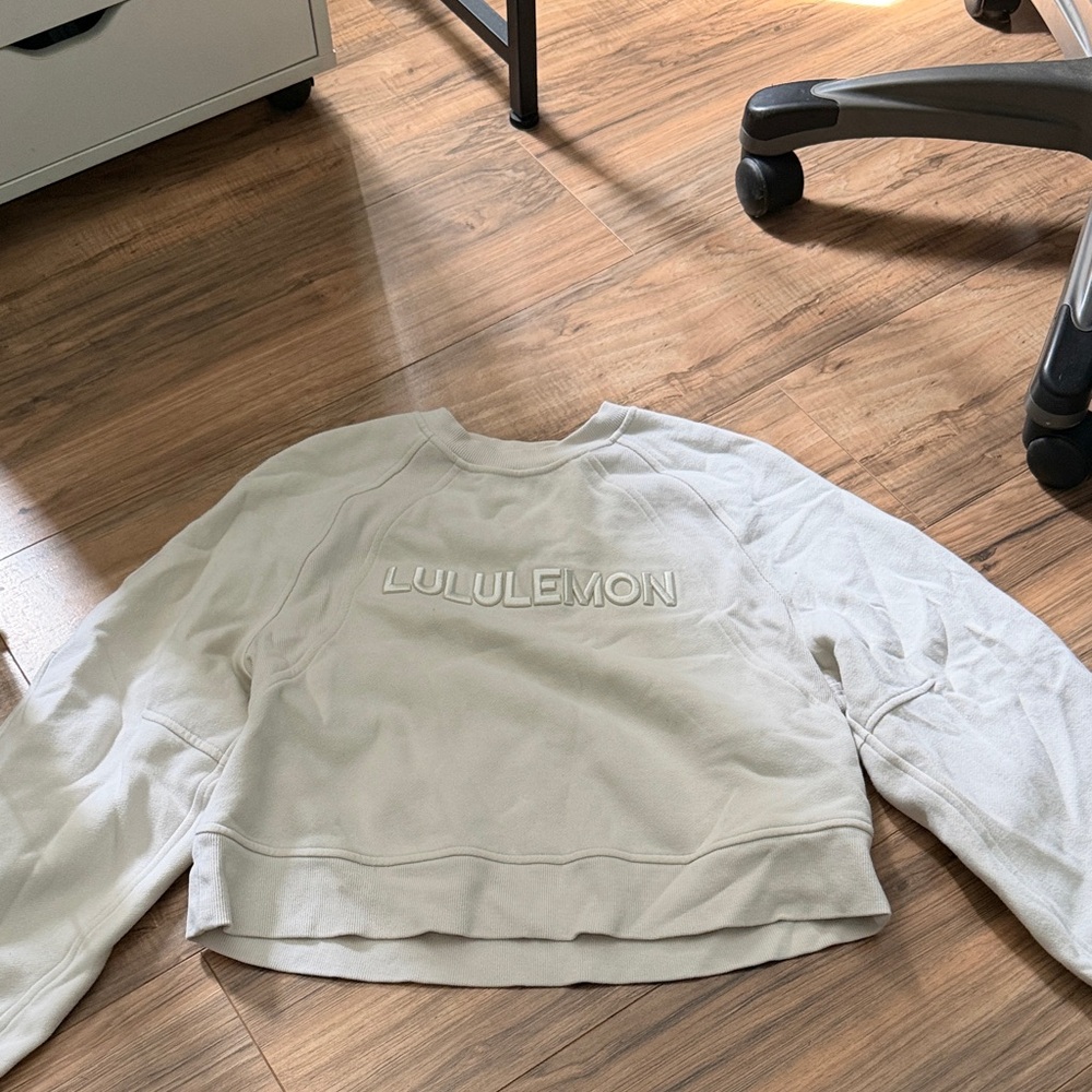 lululemon Women's Cream Embroidered Logo Crew Sweatshirt